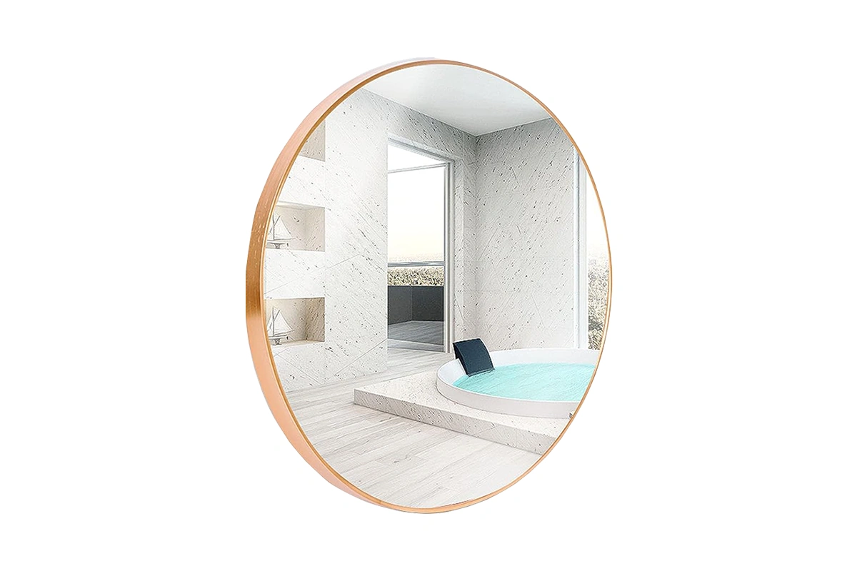 Modern arched vanity mirror with a sophisticated curved silhouette for luxury hotel bathrooms