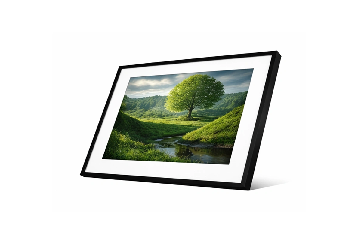 Cinematic valley painting with deep shadows and golden sunlight on the ridges