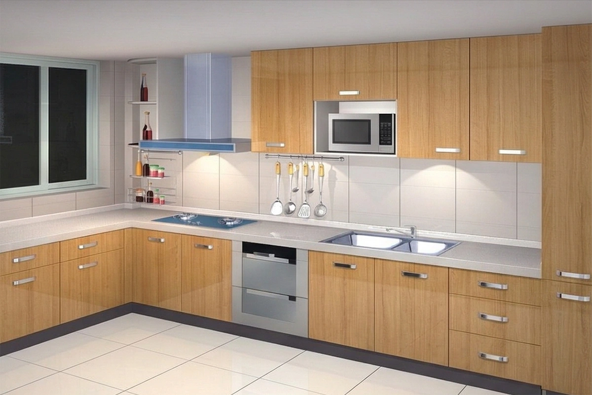 Sleek architectural cabinetry showcasing a continuous linear silhouette and a refined, minimalist aesthetic for a streamlined kitchen