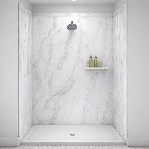 Luxury bathroom with seamless panel shower surround design