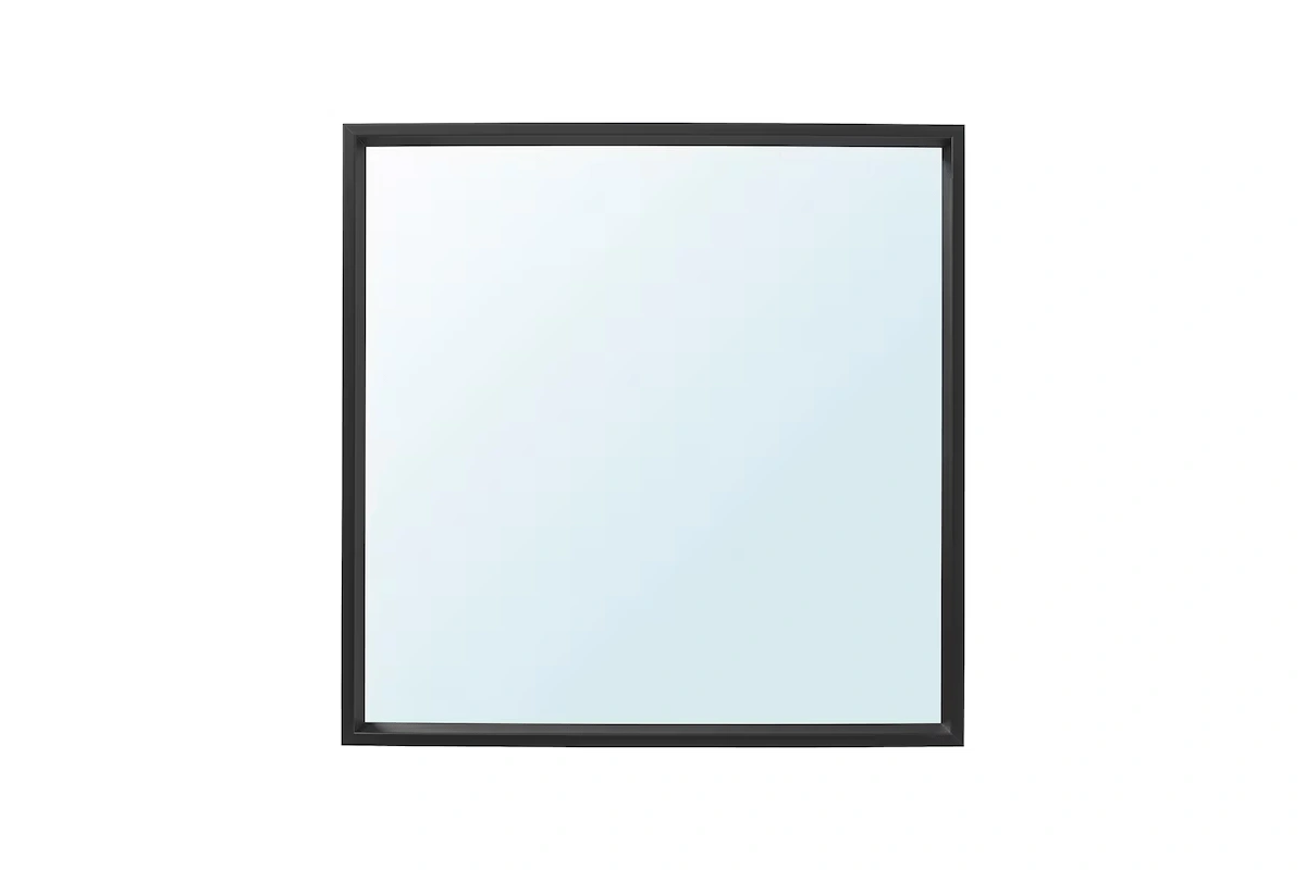 Modern square wall mirror with a clean-lined frame for contemporary hotel guest rooms