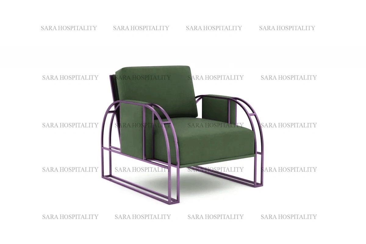Resilient Metal Frame Lounge Chair for high-use hotel buffet halls