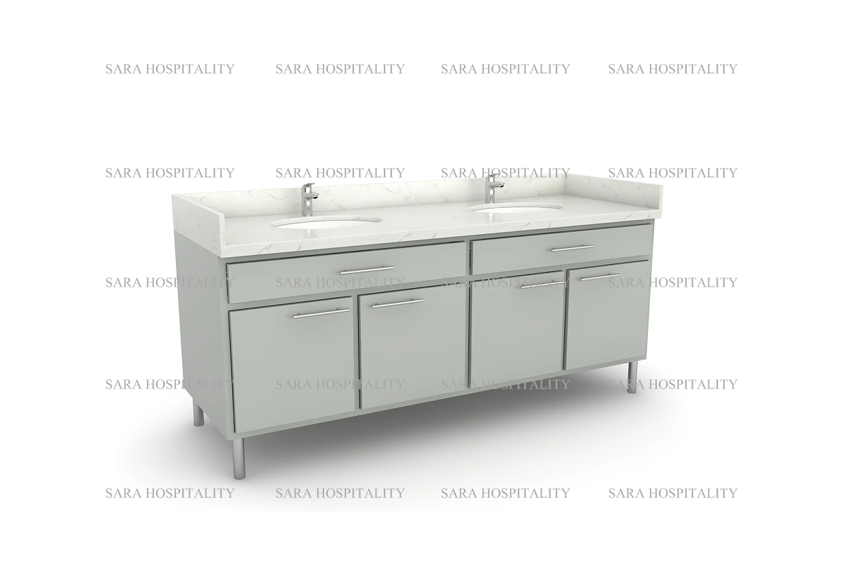 Sophisticated architectural stone countertop with a sleek, oversized deck and a precision-cut undermount sink opening