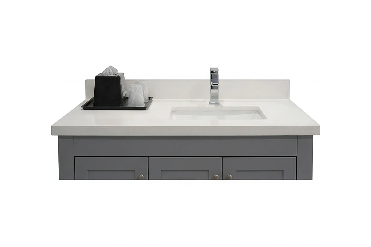 Edgy Urban Vanity Top for loft-style boutique dressing areas