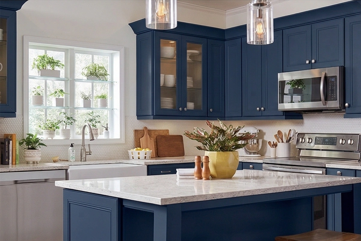 Contemporary classic cabinetry with integrated molding and a sturdy, monolithic frame designed for a sophisticated aesthetic