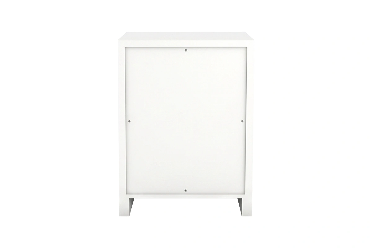 Contemporary timber bedside cabinet offering a functional left opening door and enclosed storage