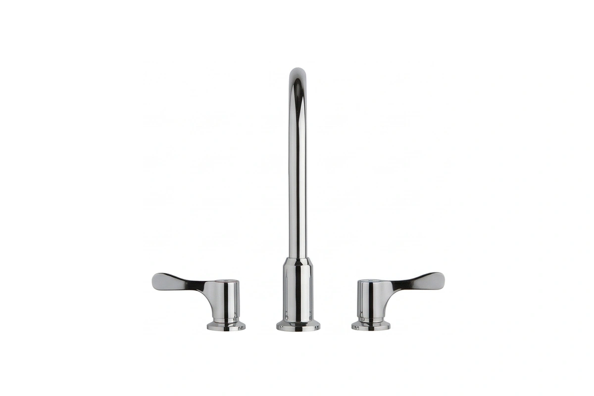 Contemporary dual handle basin faucet in a professional finish
