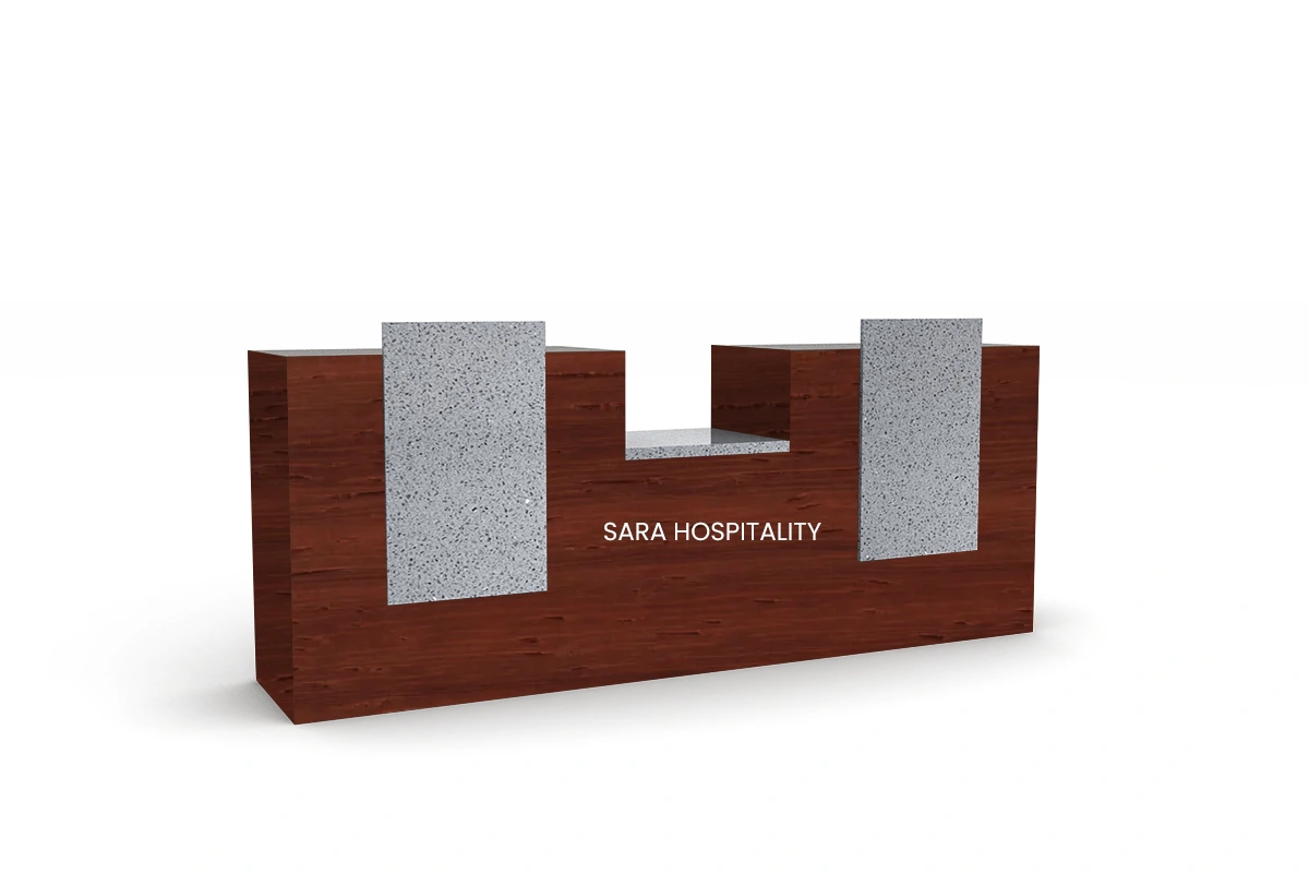 Minimalist twin-panel reception station offering an expansive interior workspace paired with a clean, dual-tiered privacy shell for a structured arrival aesthetic
