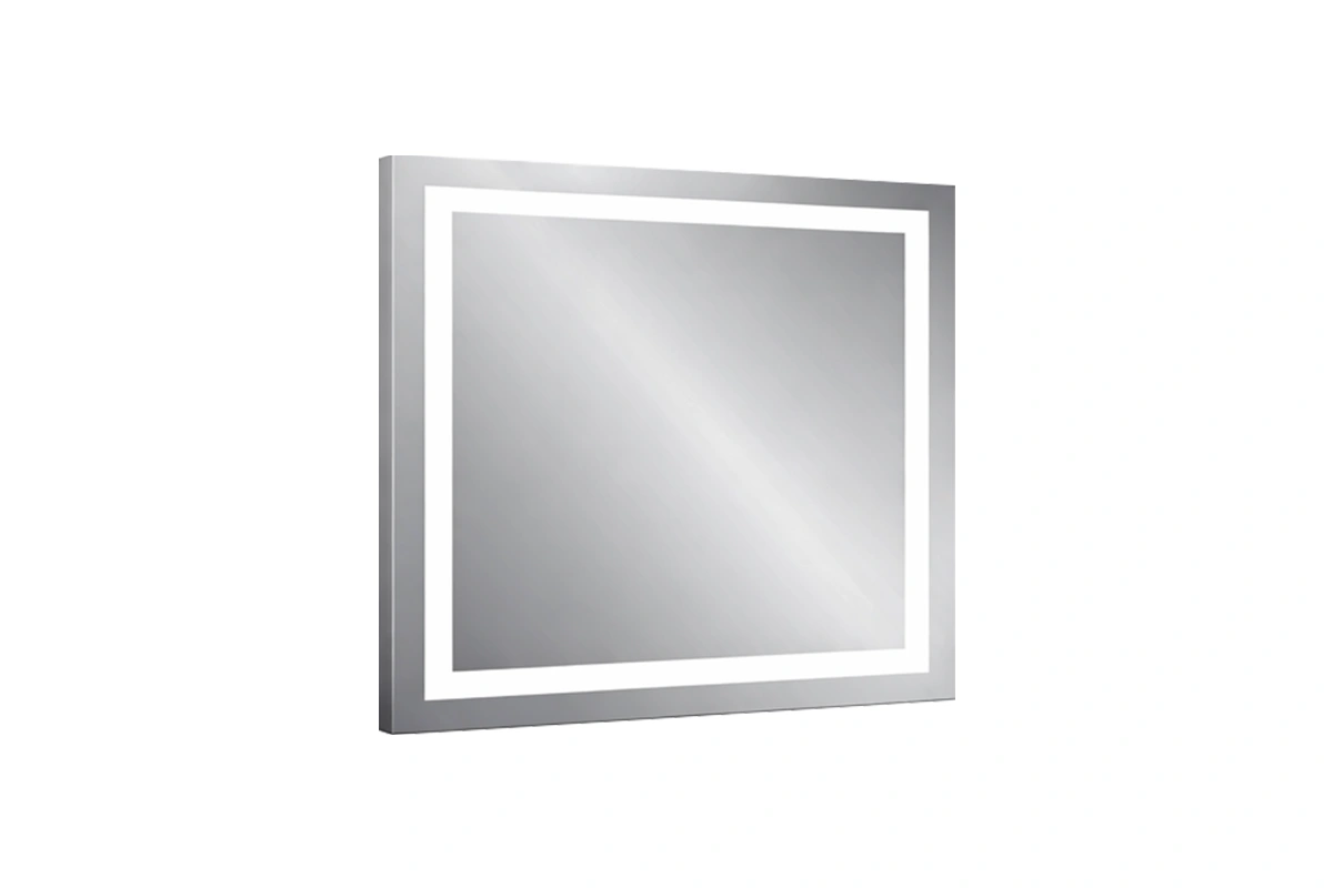 Sleek hospitality-grade backlit rectangular mirror for luxury boutique suites