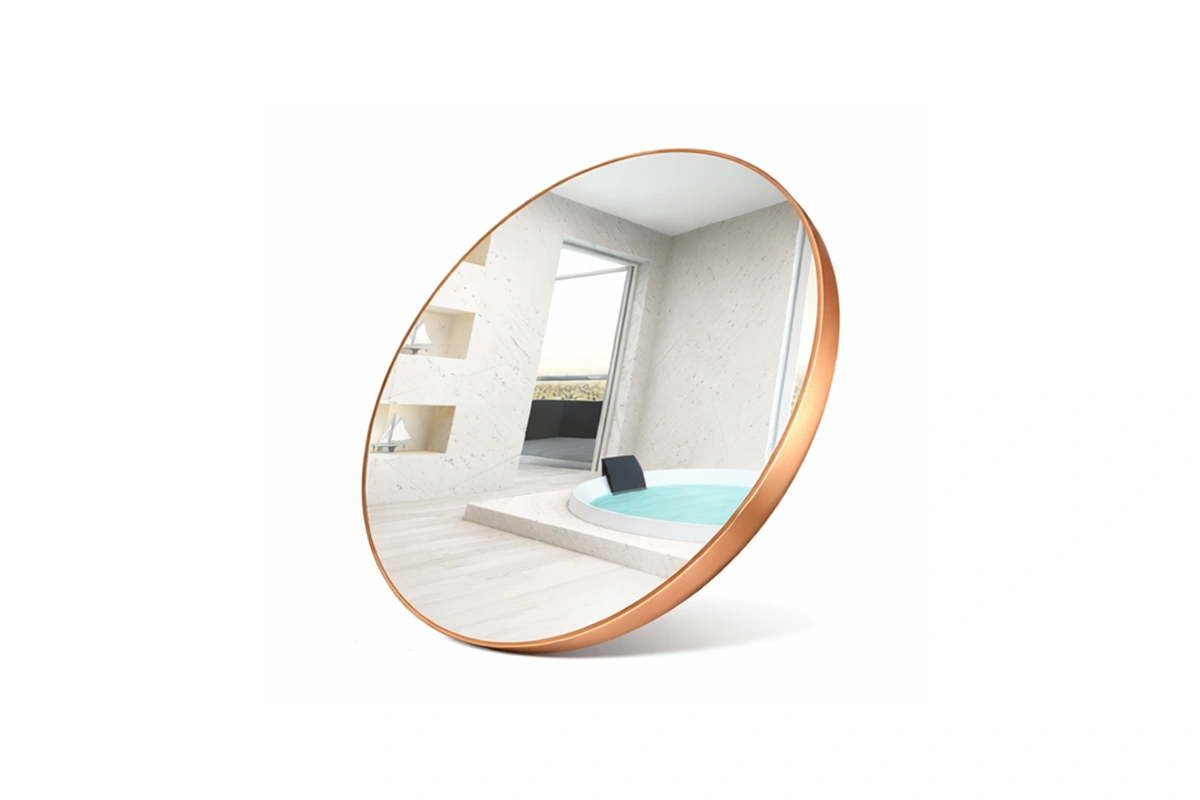 Contemporary arched vanity mirror with a minimalist frame for high-end resort ensuites