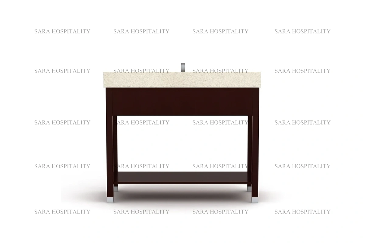 Accessible Open Shelf Vanity Base for streamlined hospitality washroom maintenance