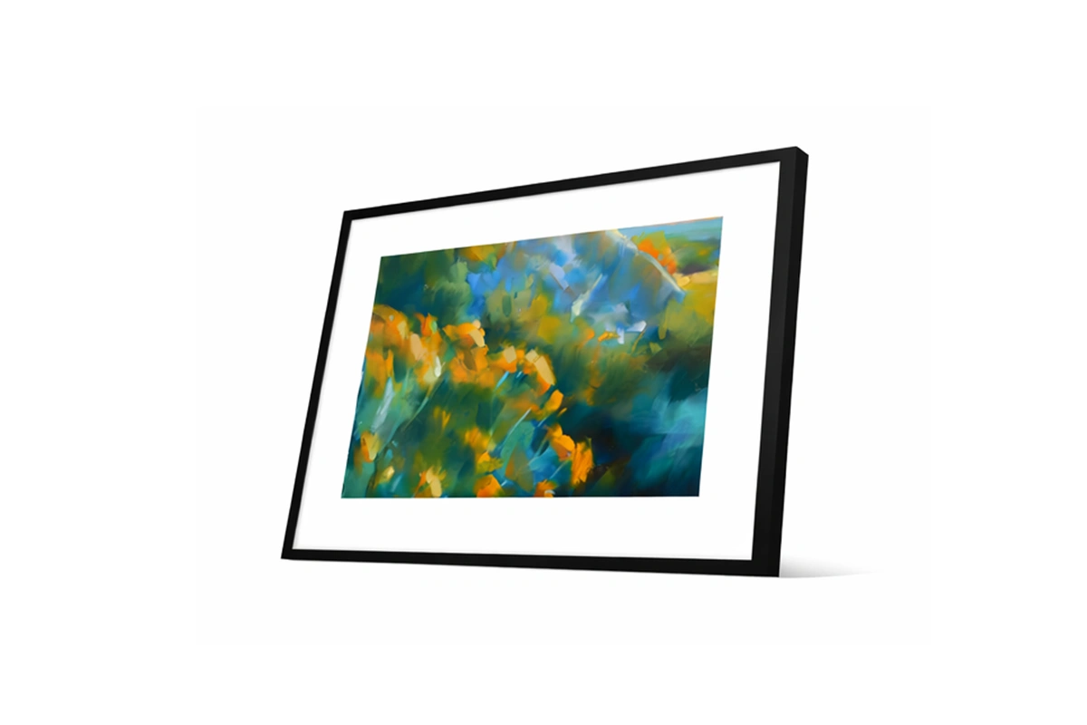 Contemporary abstract print showcasing deconstructed flower forms and organic shapes in muted pastels