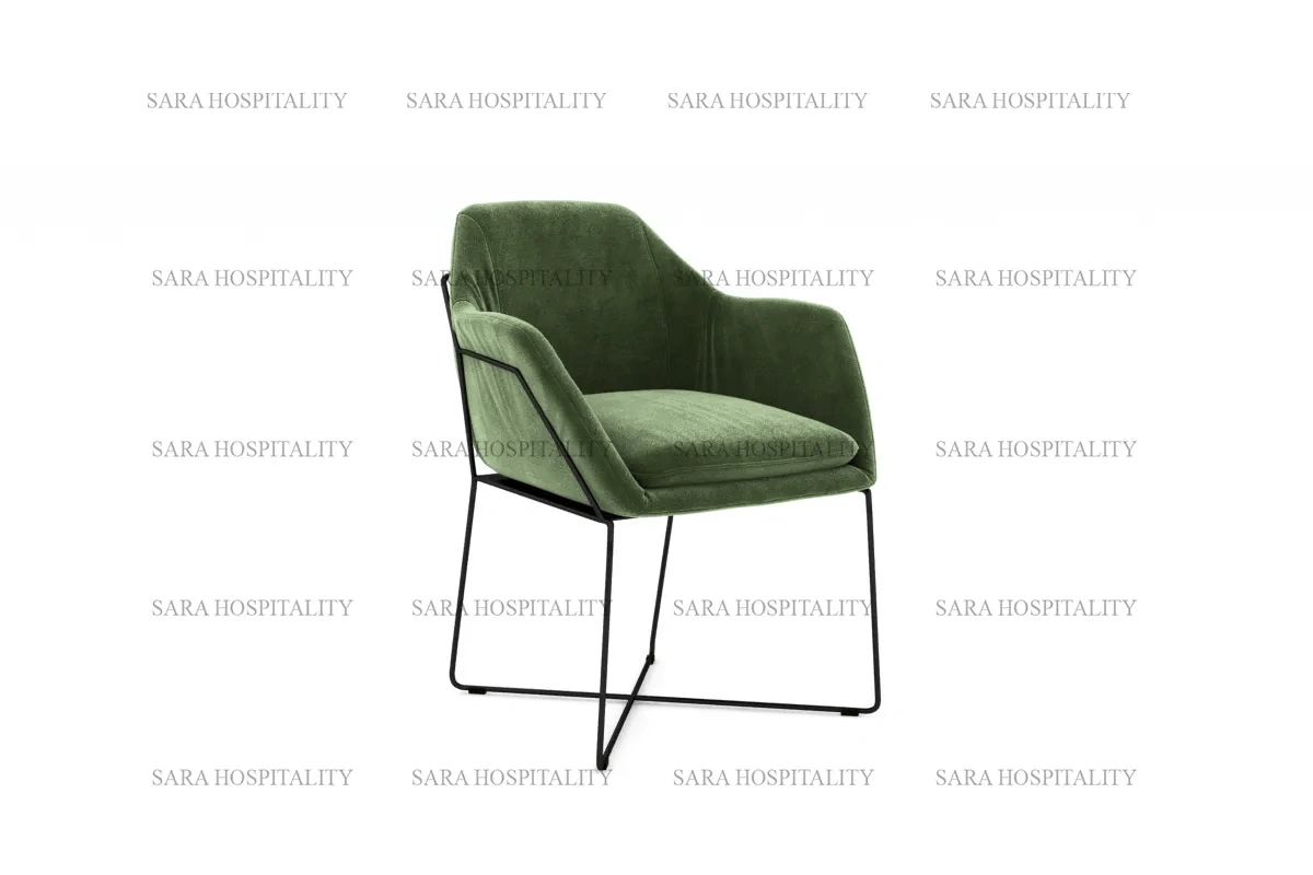 Sleek Metal Frame Accent Chair for eclectic breakfast inn parlors