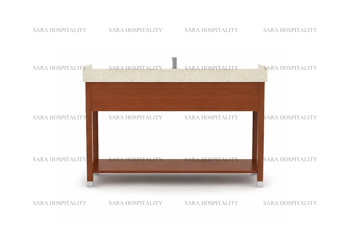 Sturdy double sink frame vanity base for a minimalist and airy luxury resort bathroom
