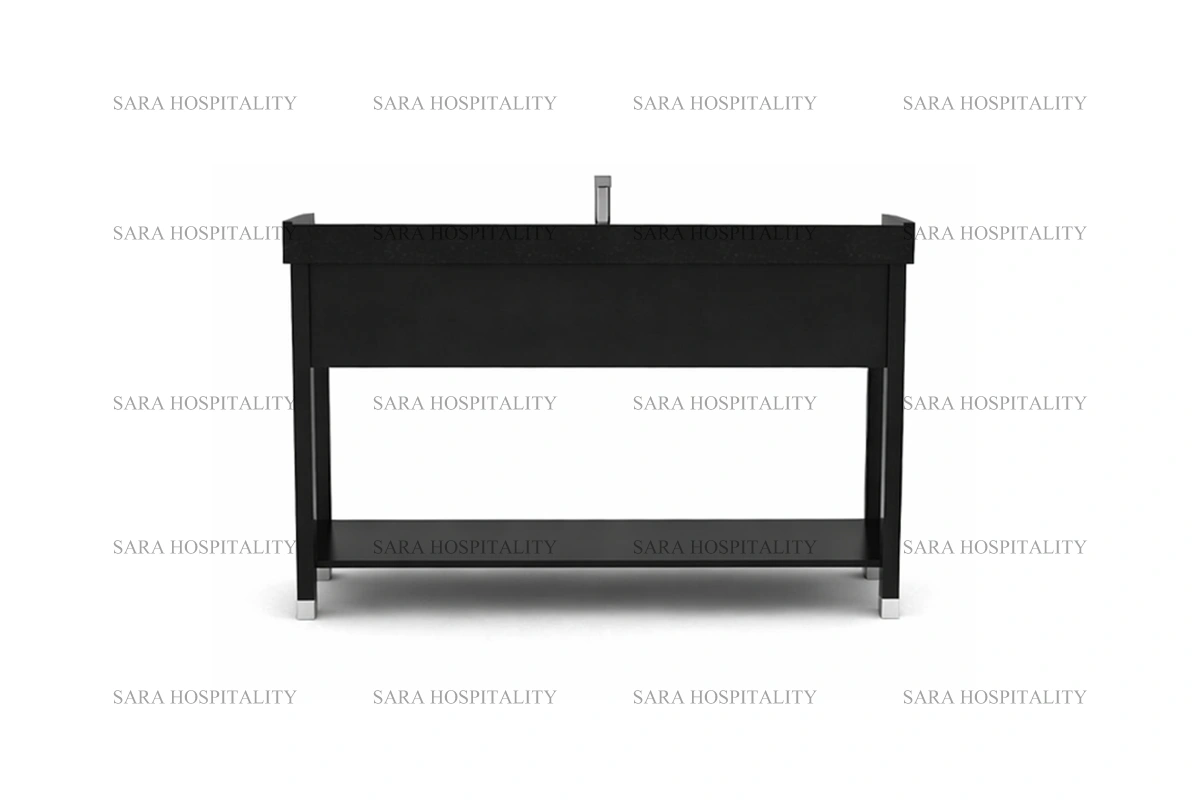 Sturdy straight edge vanity base for a polished and functional resort guest ensuite