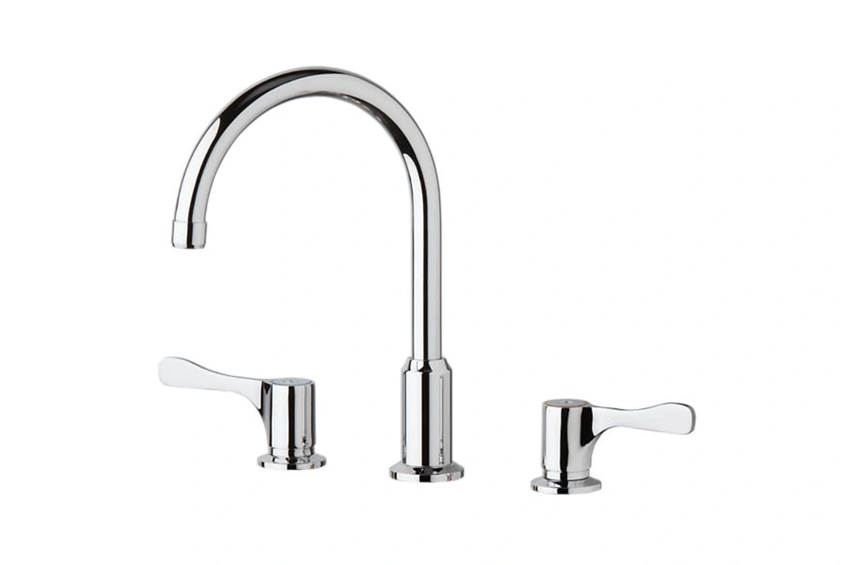 Durable widespread faucet with precise temperature control for ensuites