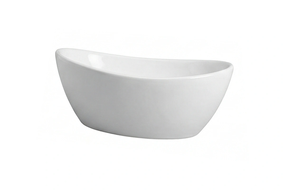 Architectural countertop basin showcasing a balanced, symmetrical form and a refined, minimalist aesthetic