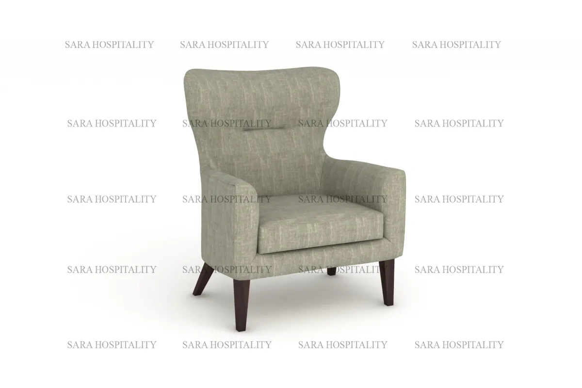 Modern accent chair for hospitality spaces with durable frame and minimalist design