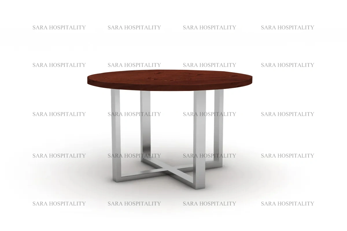Minimalist lounge table featuring a four-point cross base and a seamless, high-quality finish