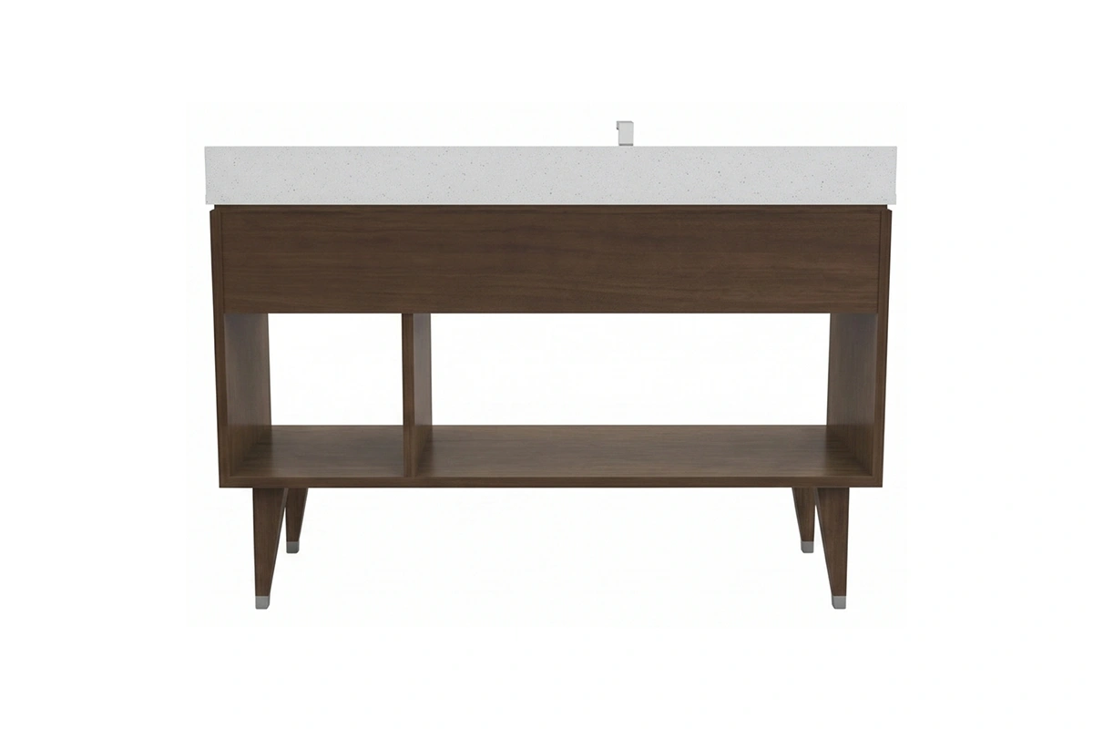 Contemporary textured-panel vanity unit with a sturdy monolithic top and a clean, premium patterns-driven design