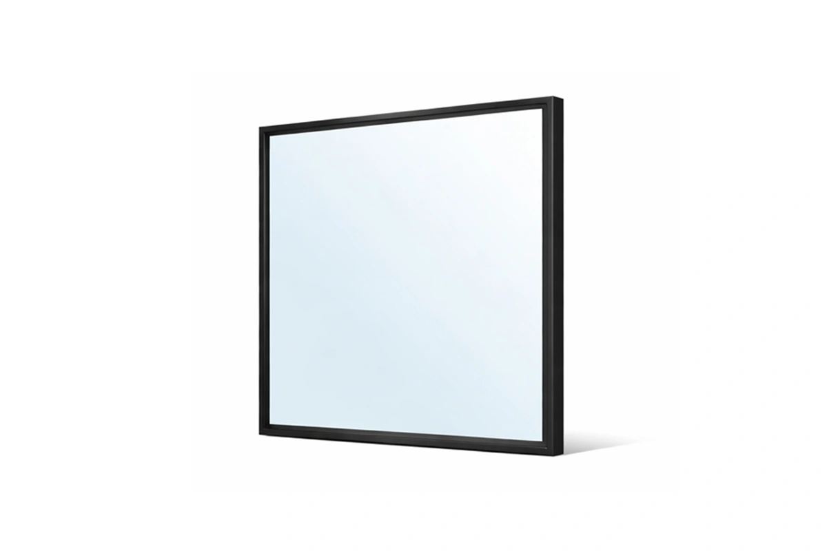 Contemporary square wall mirror designed for minimalist resort vanity areas