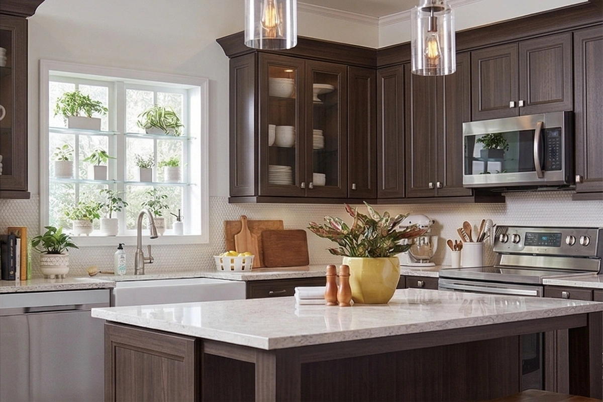 Sleek transitional kitchen cabinet showcasing traditional shaker-style detailing and a clean-lined, high-quality finish that blends heritage with modern utility