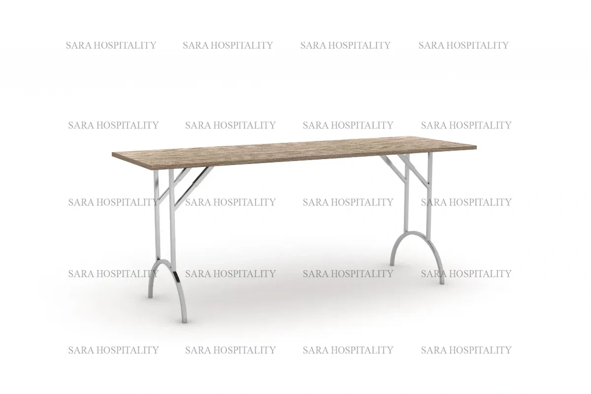 Contemporary multipurpose folding table with a clean rectangular top and integrated locking mechanisms for stability