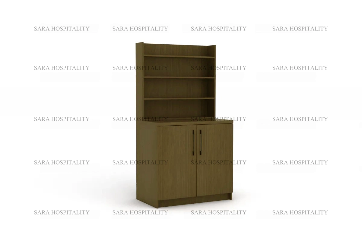 Contemporary tall shelving unit with adjustable interior compartments and a sturdy, monolithic frame