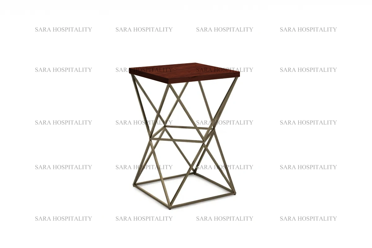 Minimalist sculptural side table featuring a bold prismatic frame and a sturdy, balanced silhouette