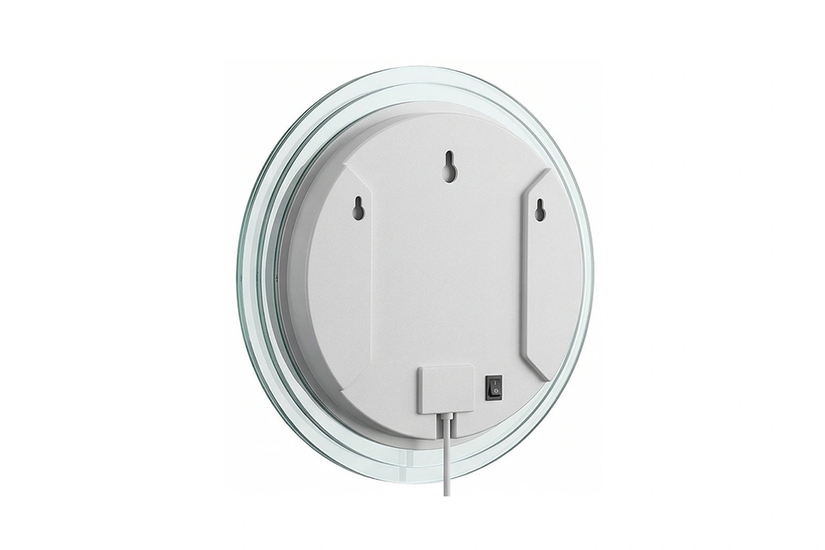Contemporary LED round mirror with a sleek touch-sensor design
