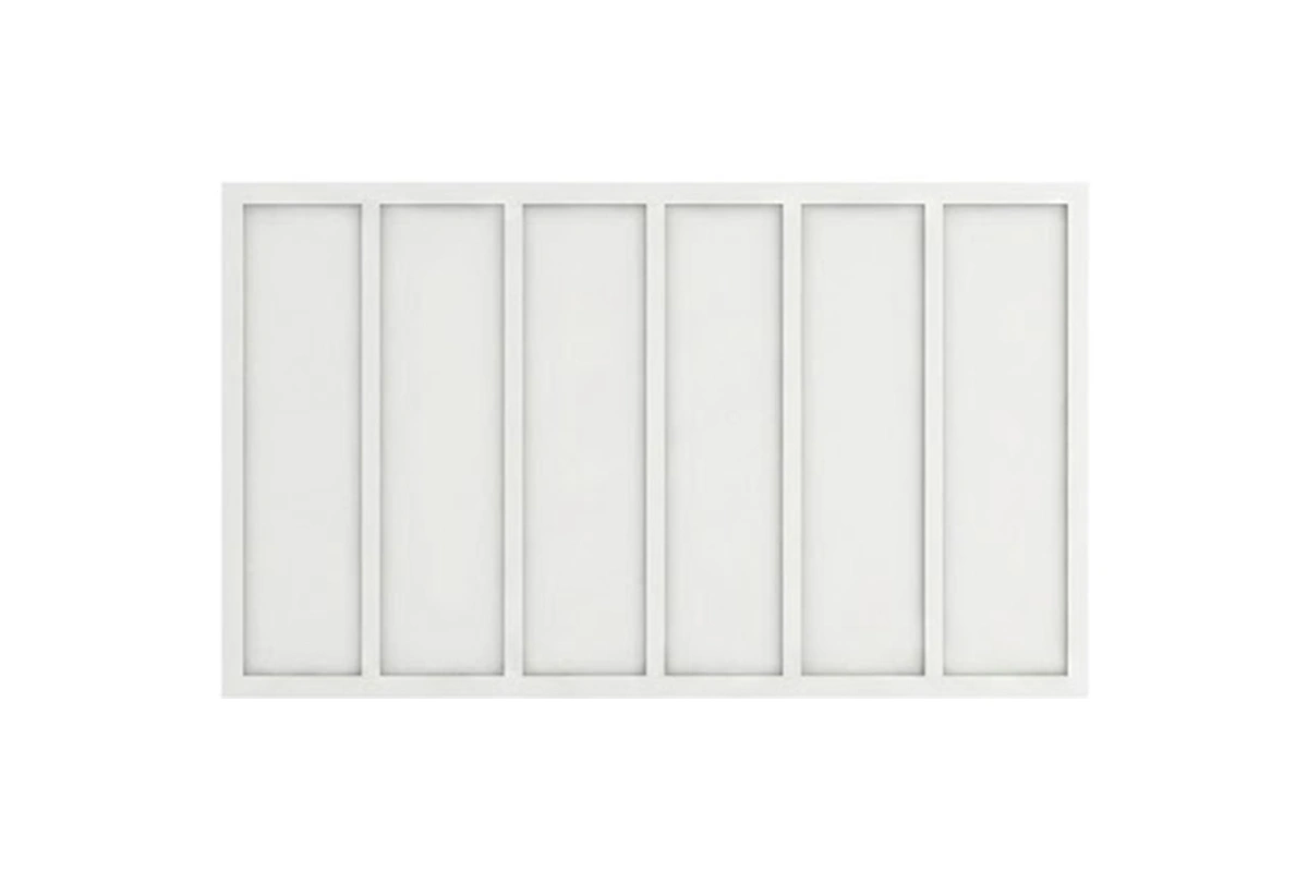 Sleek linear channel headboard with soft padding and integrated cable pass throughs