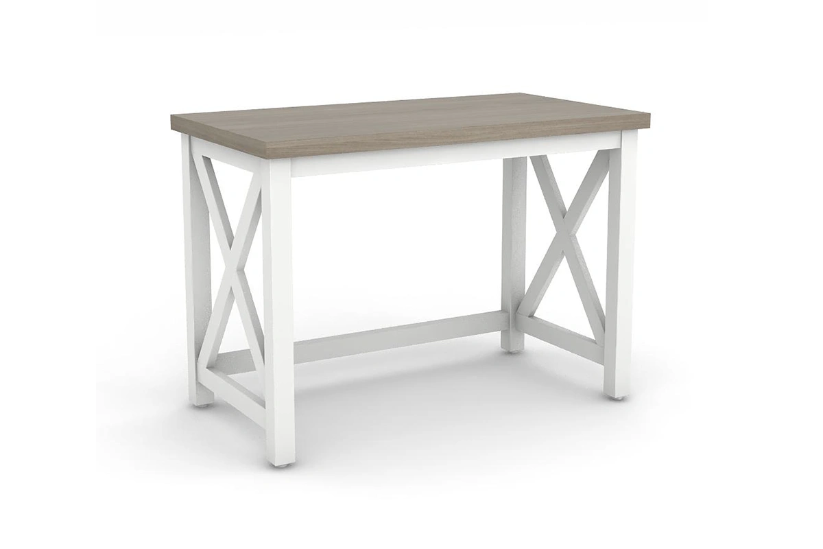 Modern Cross-Frame Desk: Clean, architectural X-base steel legs paired with a smooth, durable commercial-grade desktop