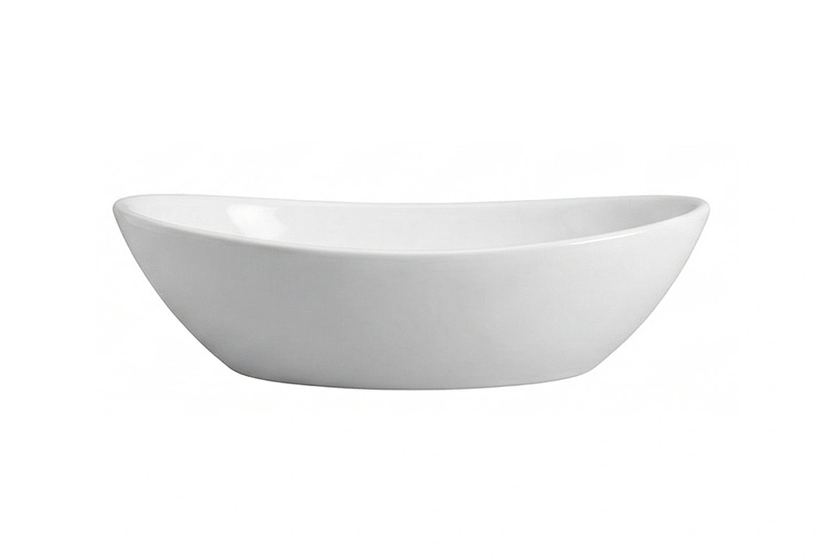 Contemporary classic vessel sink with a timeless circular design and a polished, easy-to-clean surface