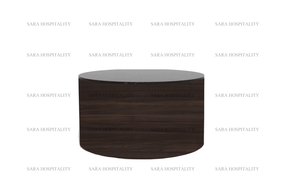 Contemporary drum-shaped accent table with a clean-lined aesthetic and a hollow core for versatile functionality