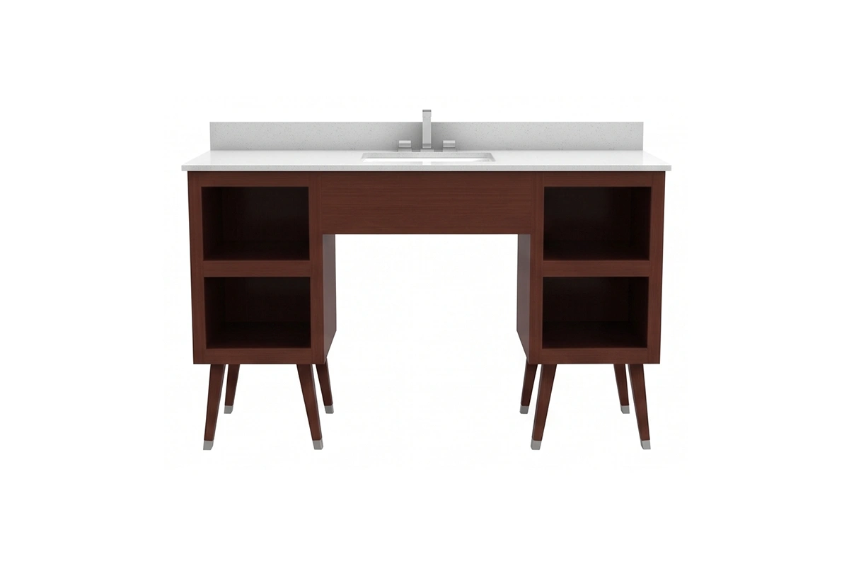 Sleek multi-station vanity top showcasing dual independent washing zones tailored for high-end boutique hotels